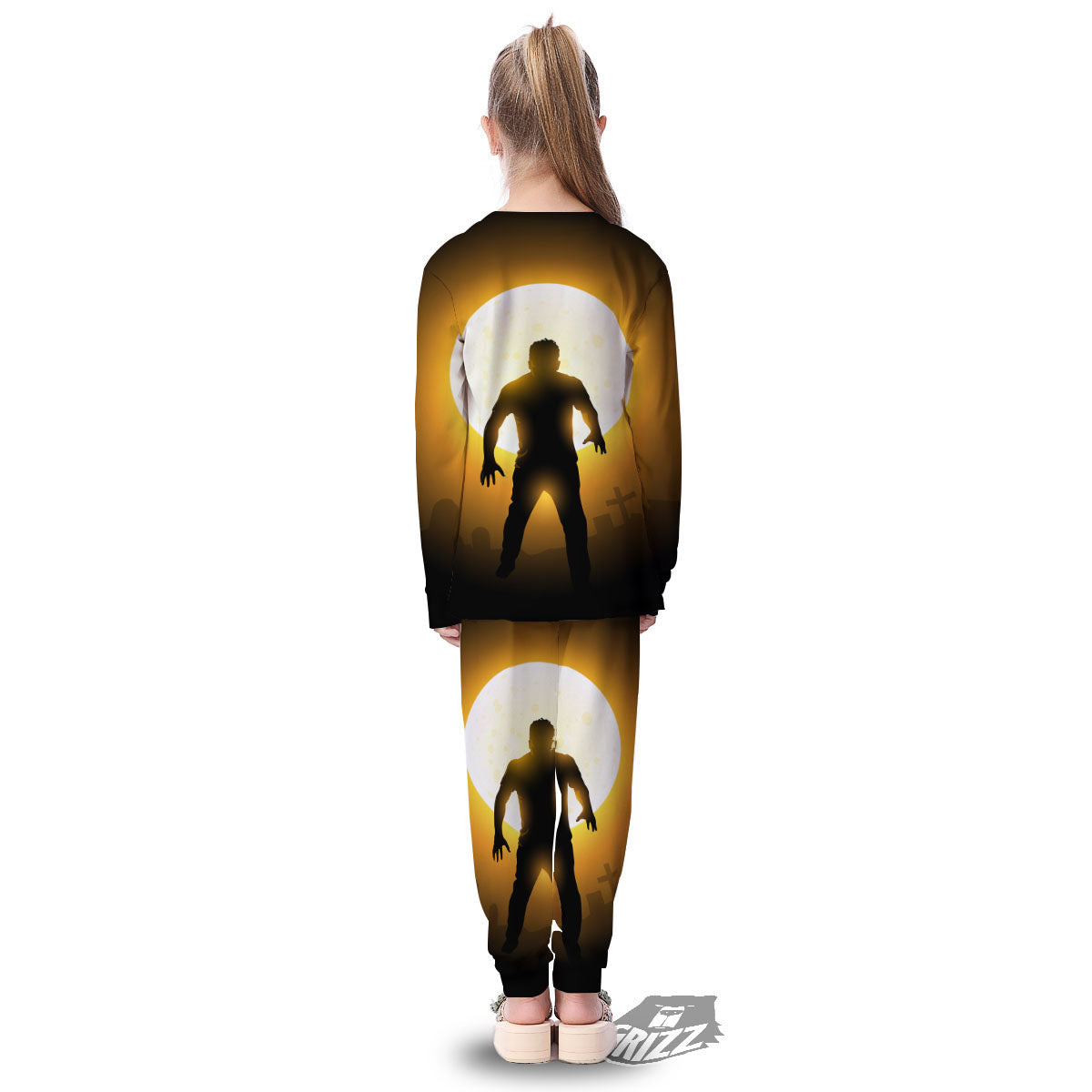 Walking Zombie Halloween Print Kid's Pajamas-grizzshop