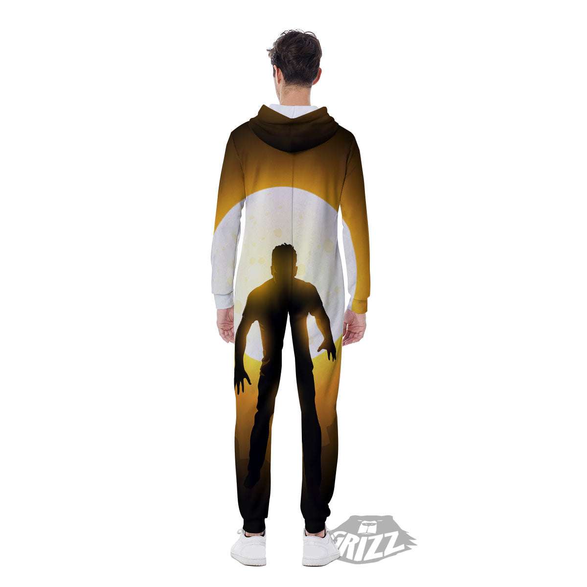 Walking Zombie Halloween Print Men's Jumpsuit-grizzshop