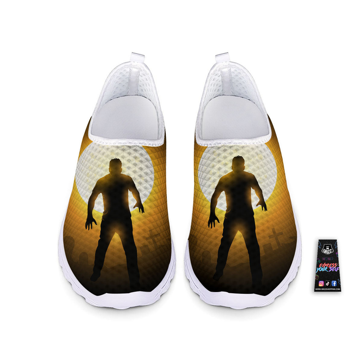 Walking Zombie Halloween Print Nurse Shoes-grizzshop