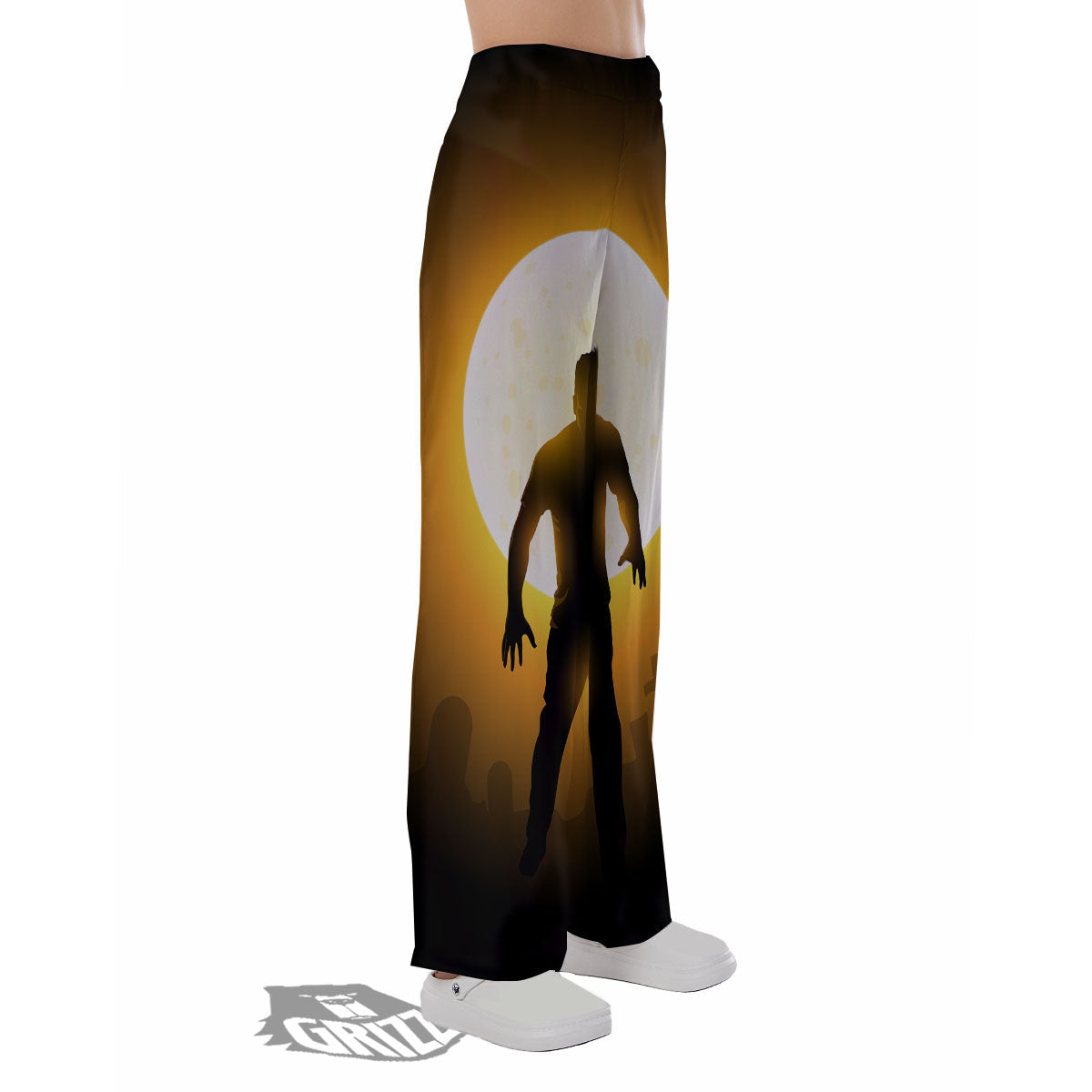 Walking Zombie Halloween Print Pajama Pants-grizzshop