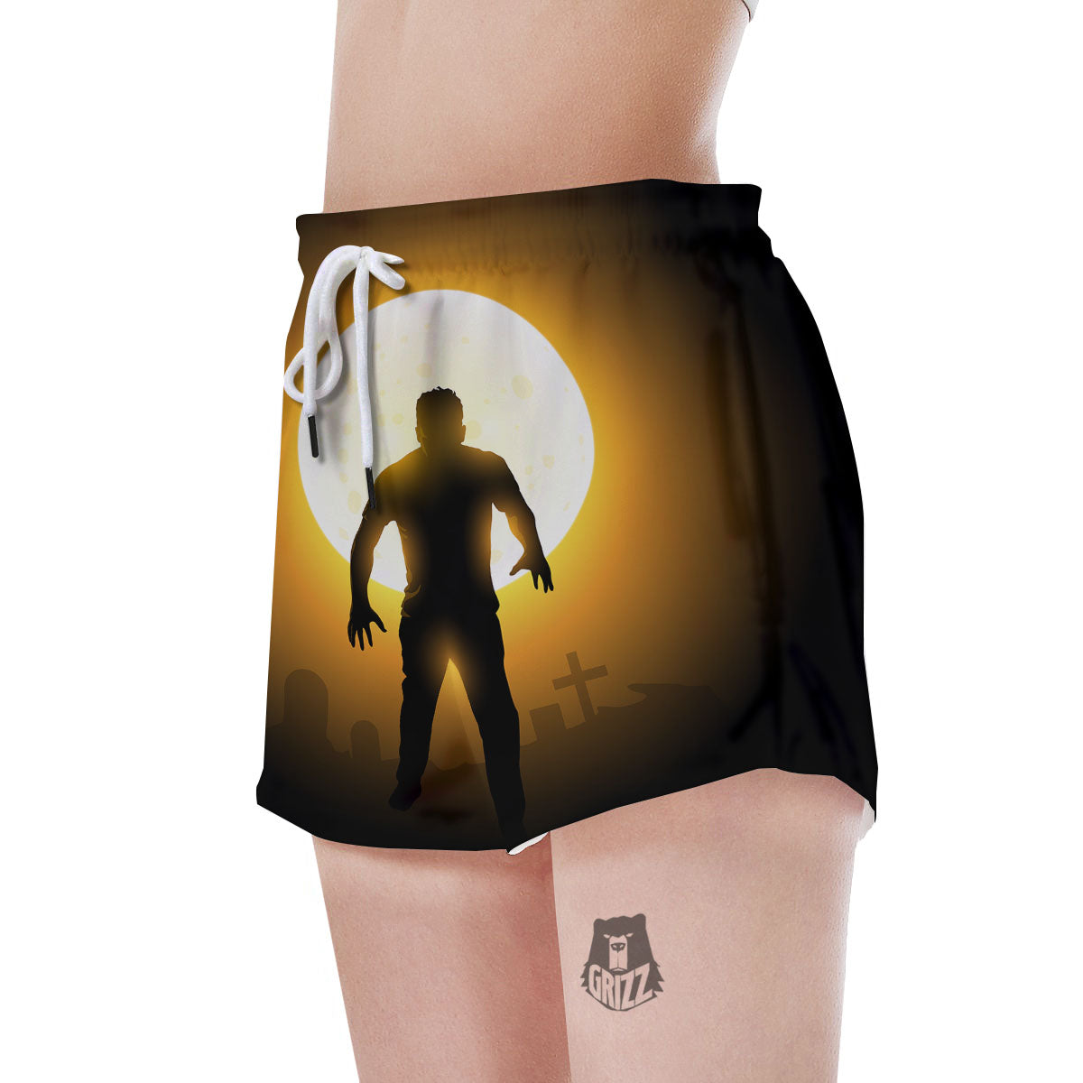 Walking Zombie Halloween Print Women's Shorts-grizzshop
