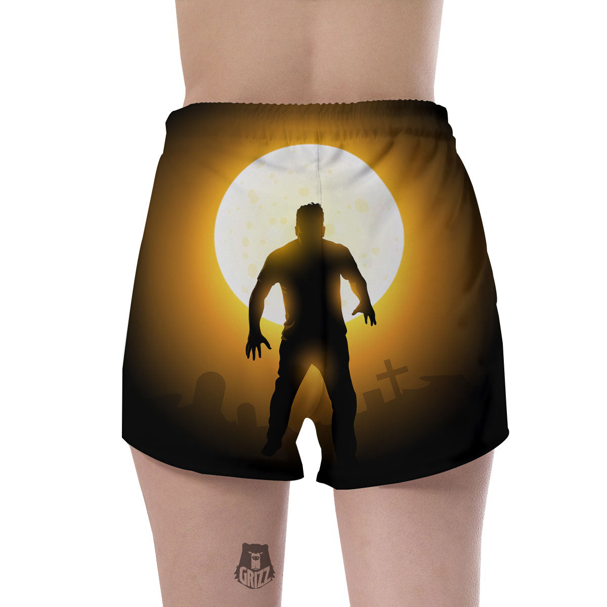 Walking Zombie Halloween Print Women's Shorts-grizzshop