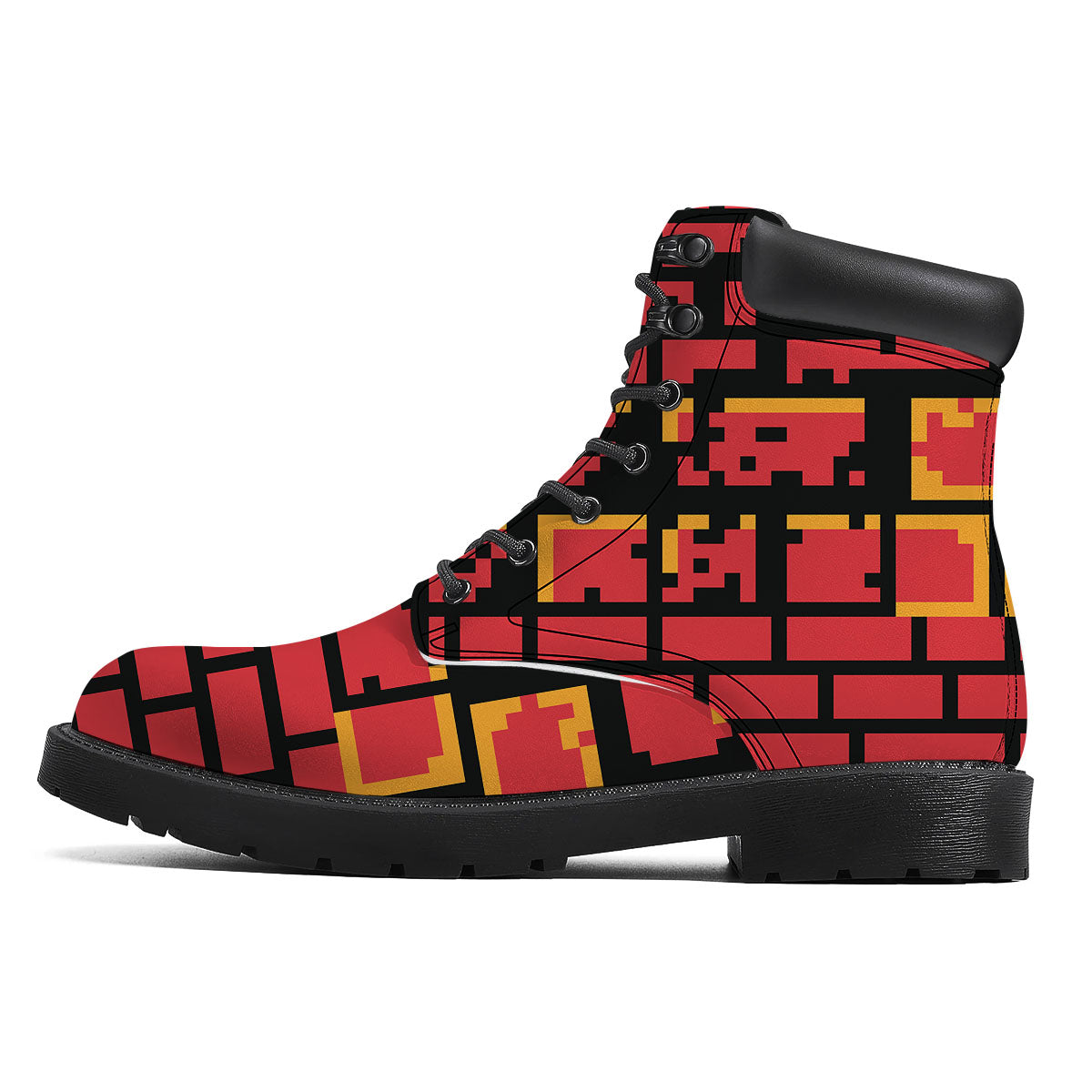 Wall Orange 8-Bit Pixel Print Boots-grizzshop