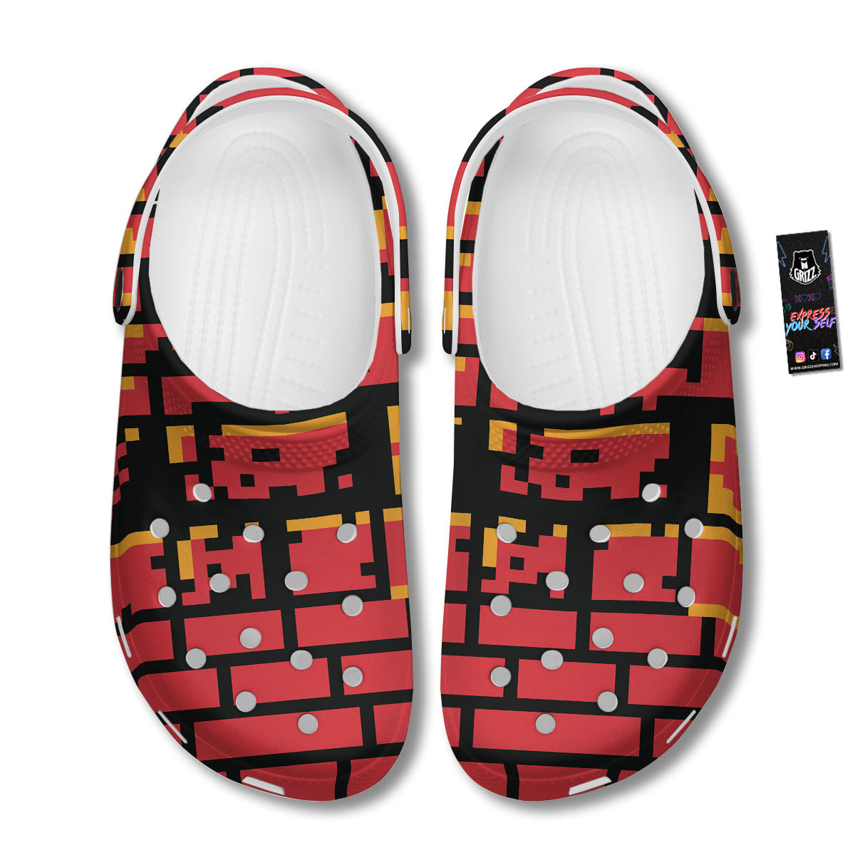 Wall Orange 8-Bit Pixel Print Clog-grizzshop