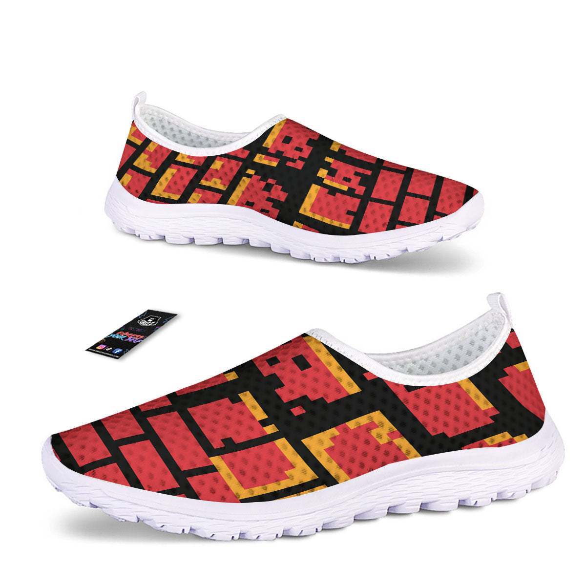 Wall Orange 8-Bit Pixel Print Nurse Shoes-grizzshop