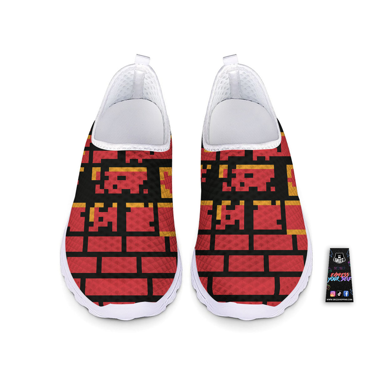 Wall Orange 8-Bit Pixel Print Nurse Shoes-grizzshop