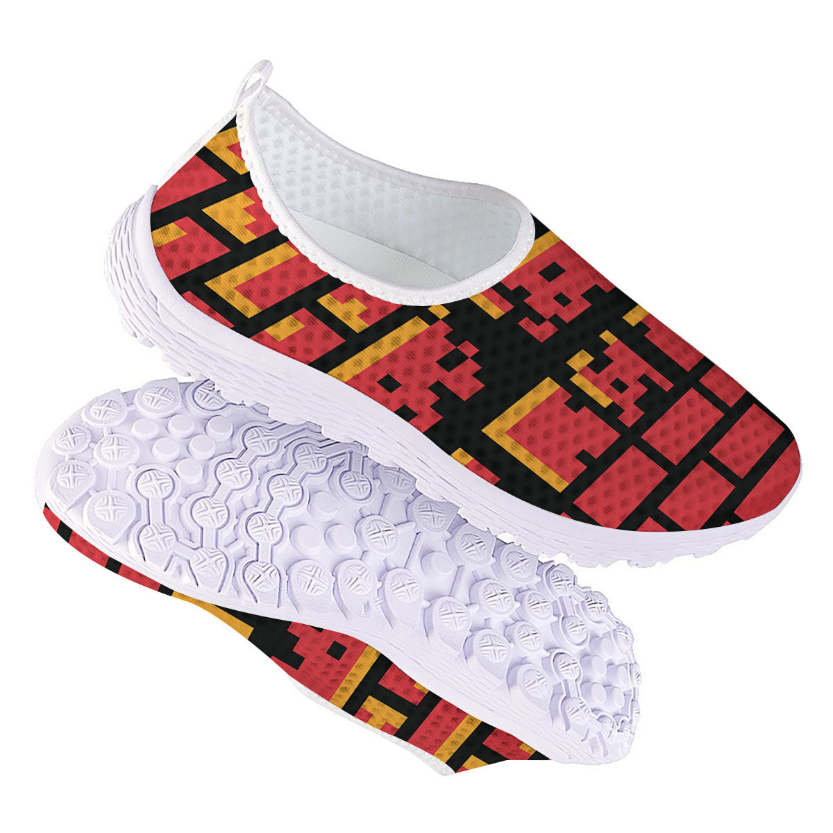 Wall Orange 8-Bit Pixel Print Nurse Shoes-grizzshop