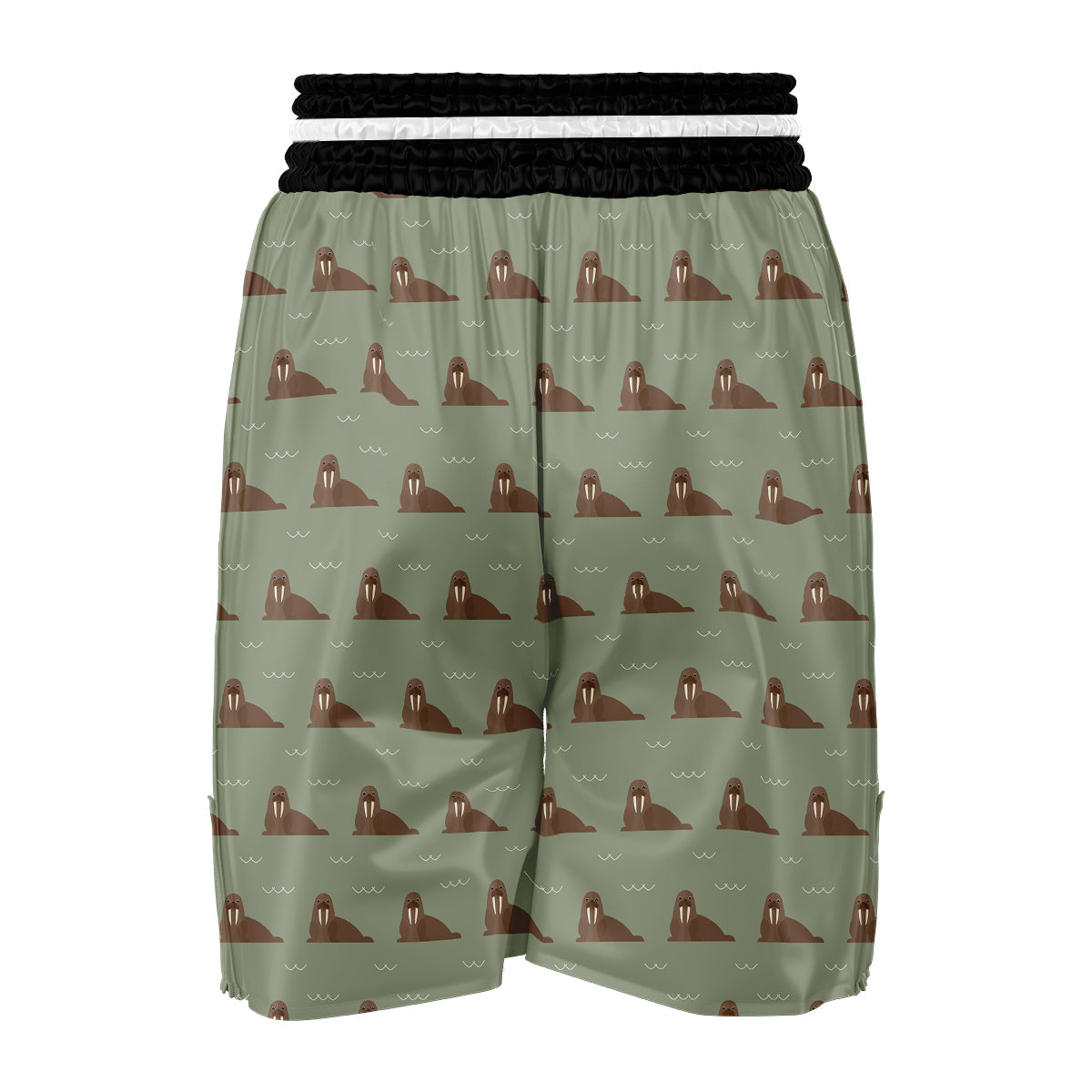 Walrus Brown Print Pattern Boxing Shorts-grizzshop