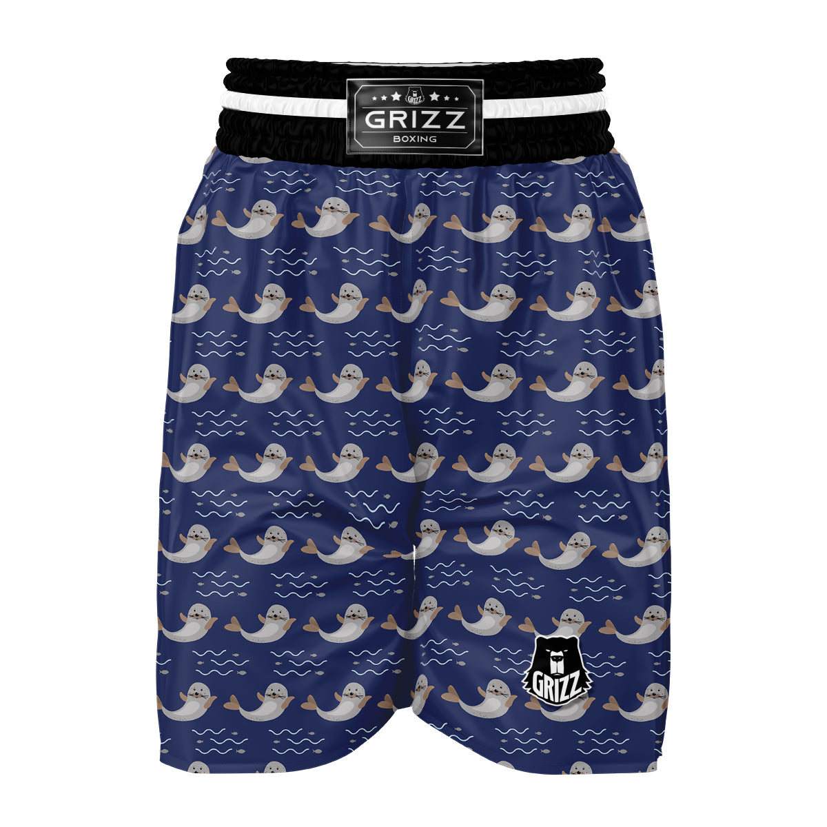 Walrus On Sea Print Pattern Boxing Shorts-grizzshop