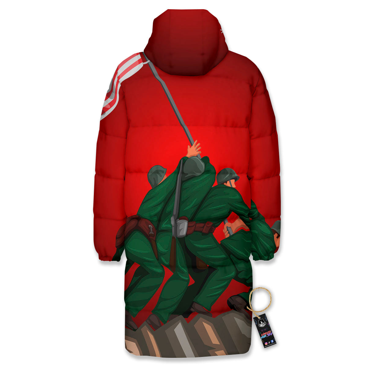 War Memorial American Print Long Down Jacket