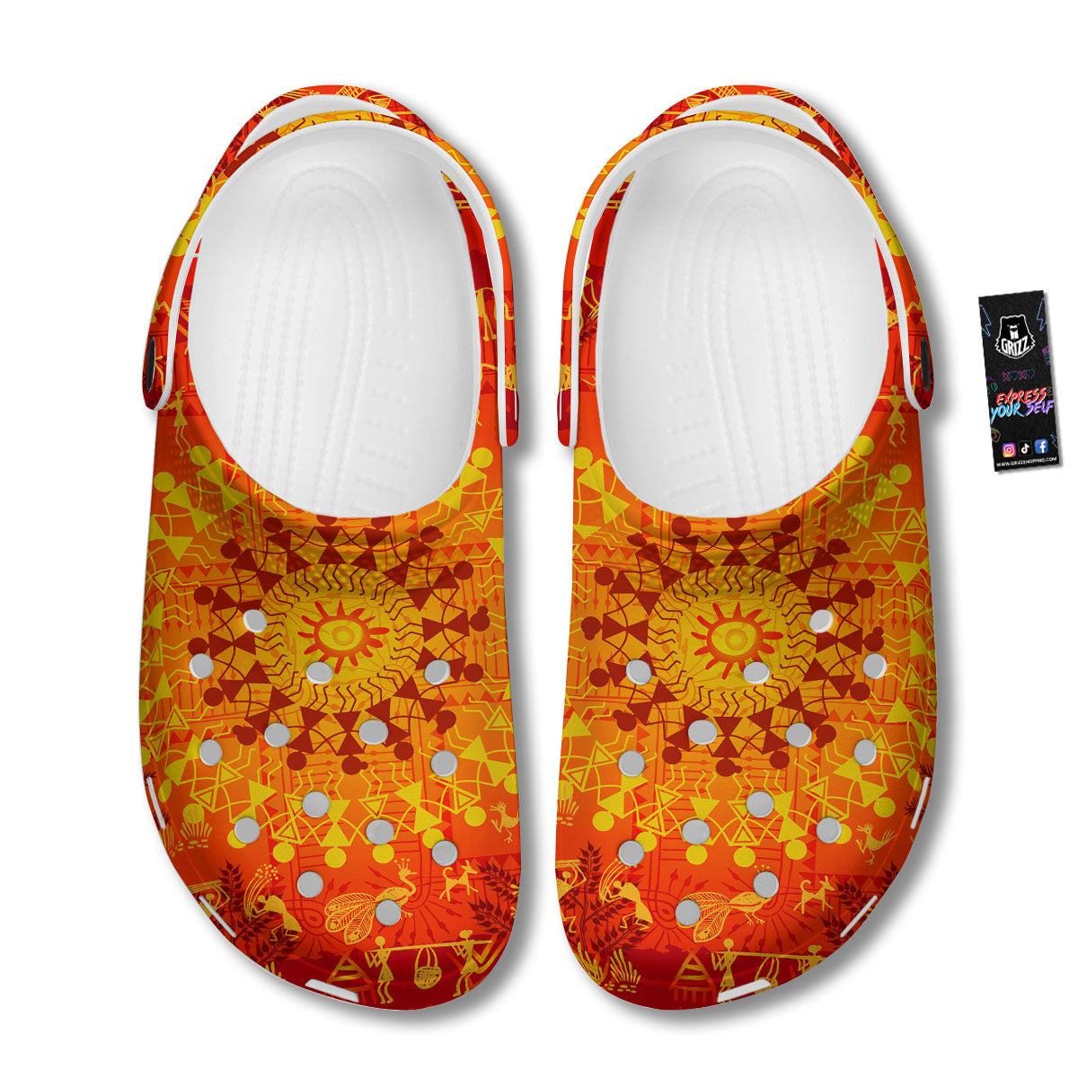 Warli Tribal Ancient Indian Print Clog-grizzshop