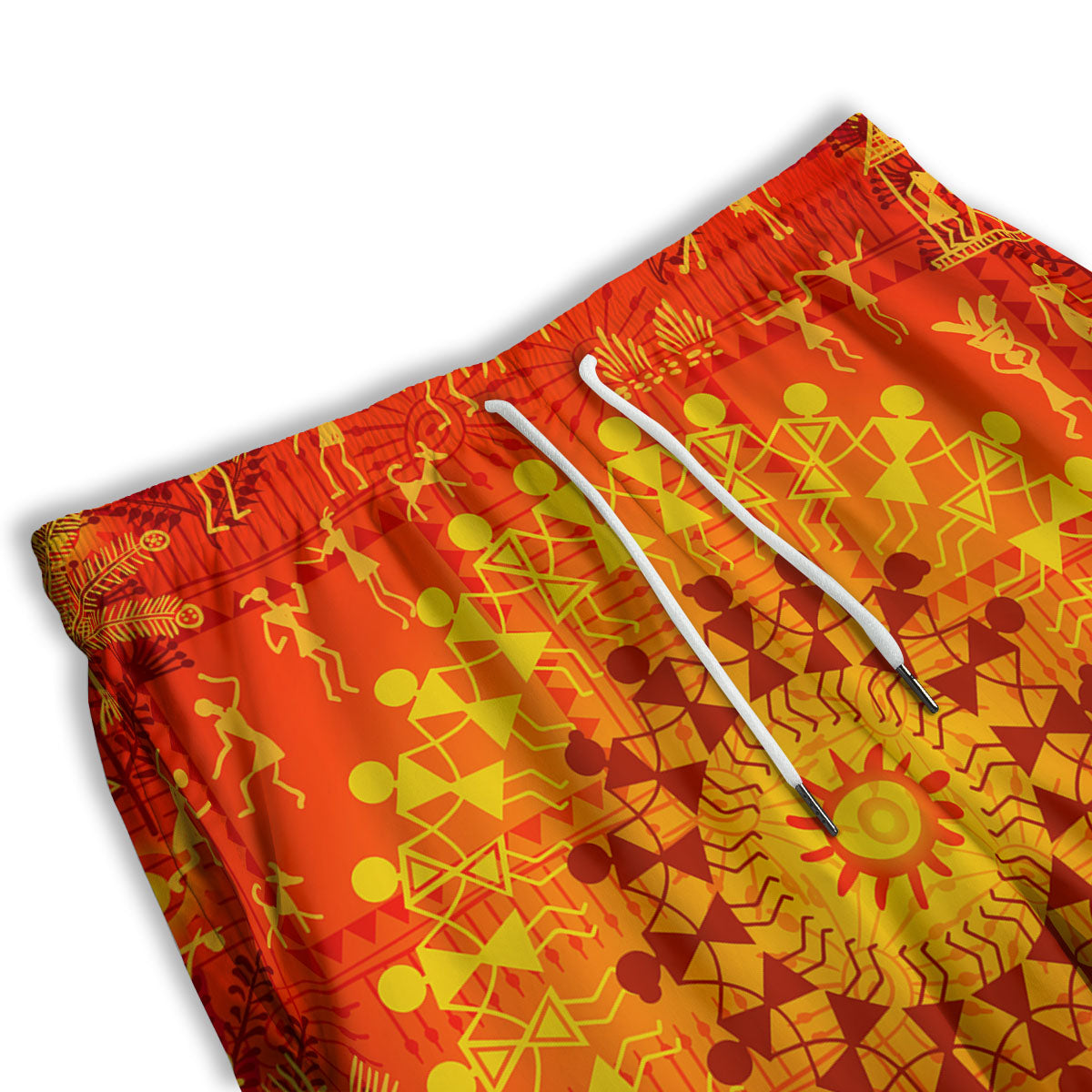 Warli Tribal Ancient Indian Print Men's Athletic Shorts