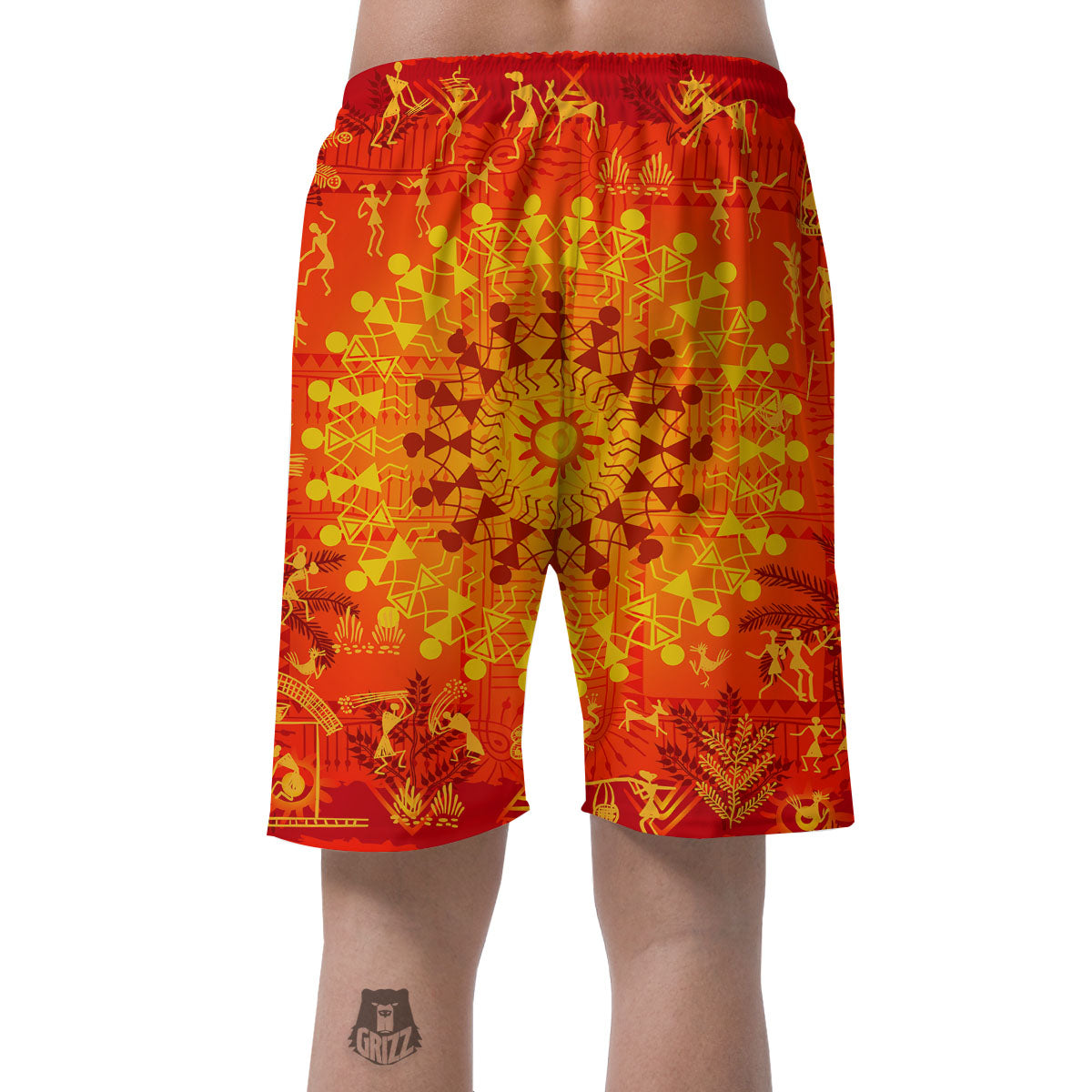 Warli Tribal Ancient Indian Print Men's Shorts-grizzshop