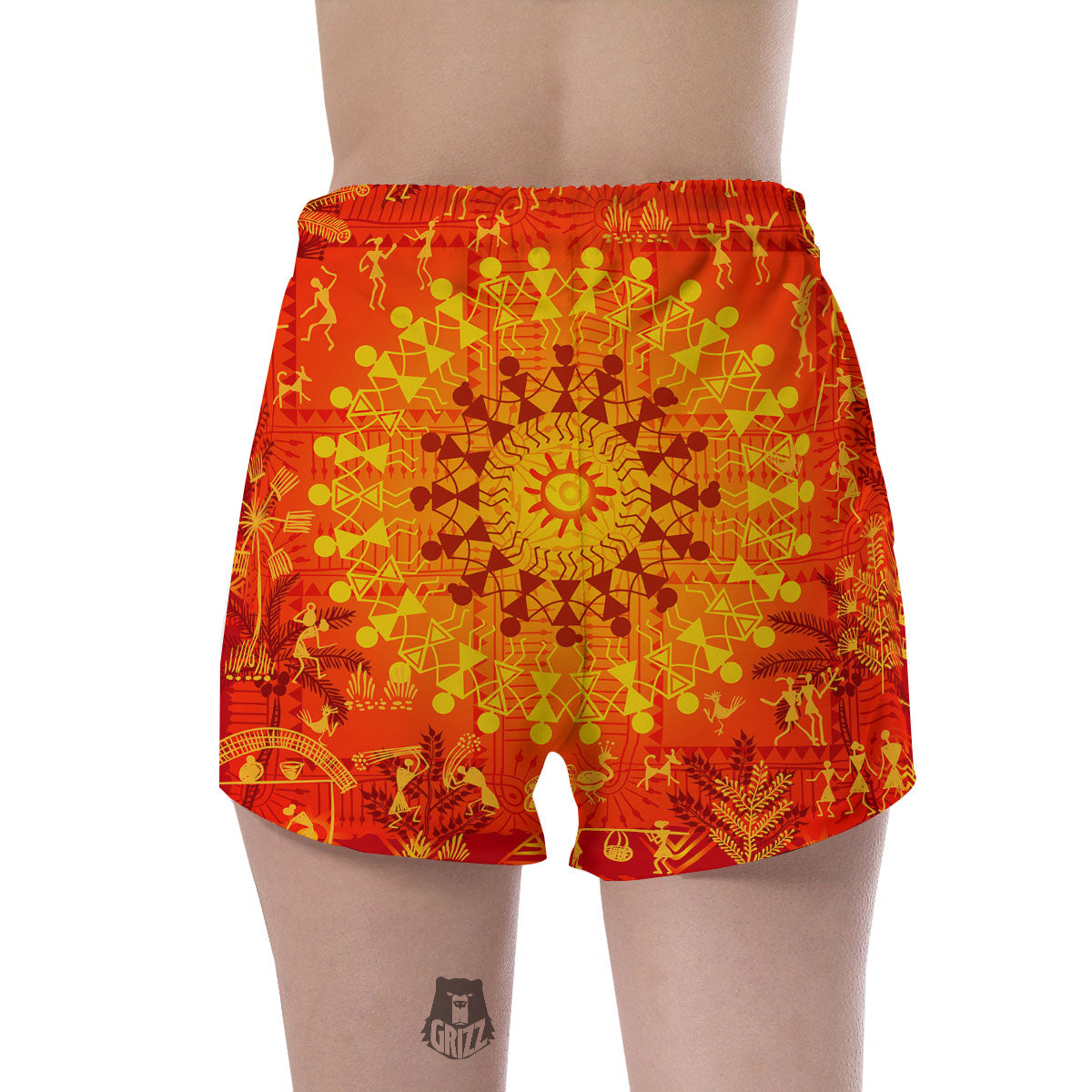 Warli Tribal Ancient Indian Print Women's Shorts-grizzshop