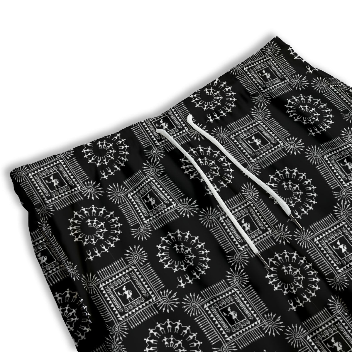 Warli Tribal White And Black Print Men's Athletic Shorts