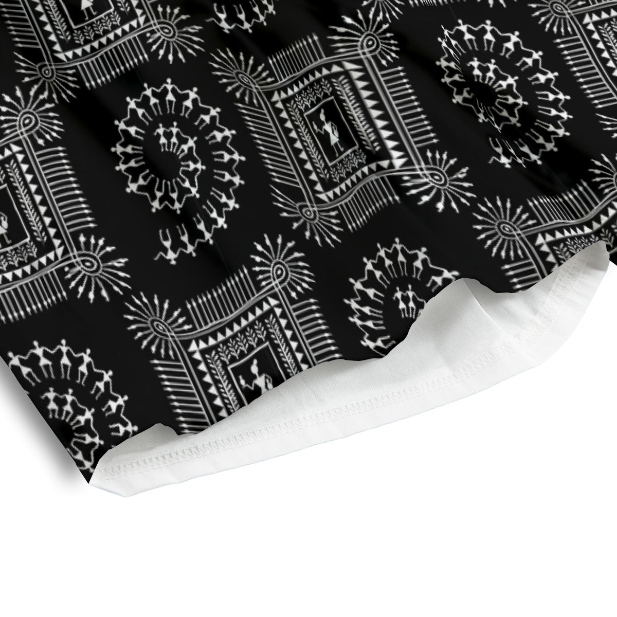 Warli Tribal White And Black Print Men's Athletic Shorts