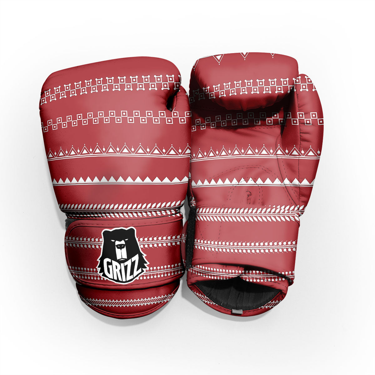 Warli Tribal White And Red Print Pro Boxing Glove