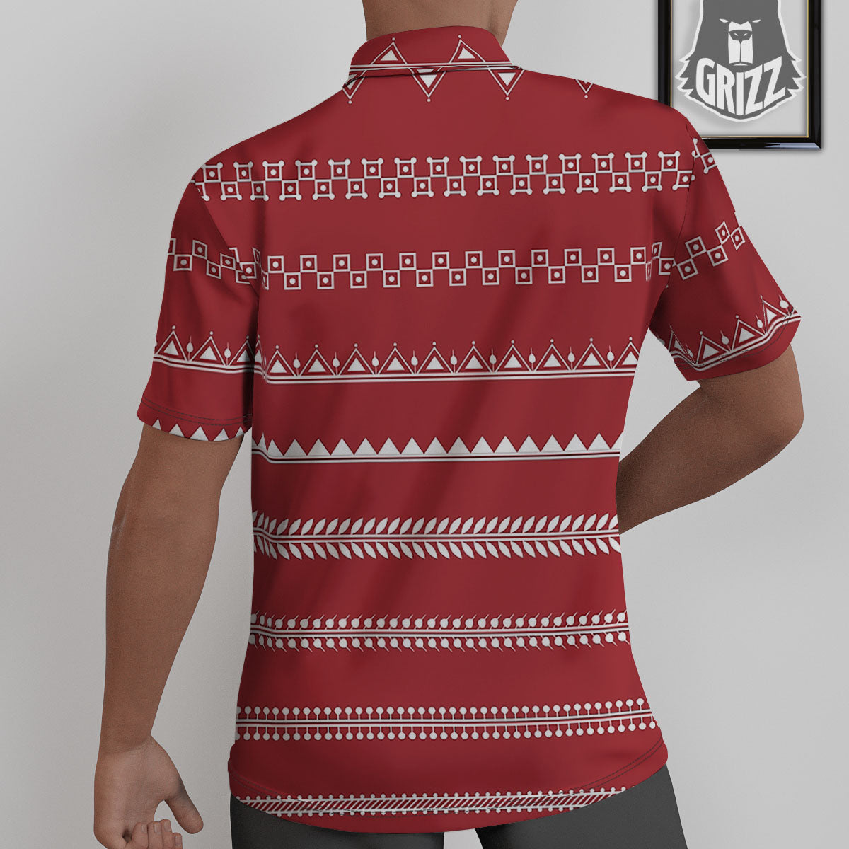 Warli Tribal White And Red Print Untucked Shirts-grizzshop