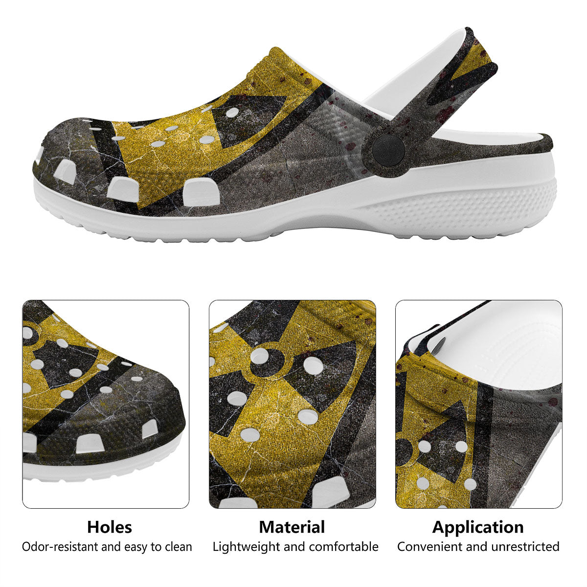 Warning Nuclear Symbol Print Clog-grizzshop