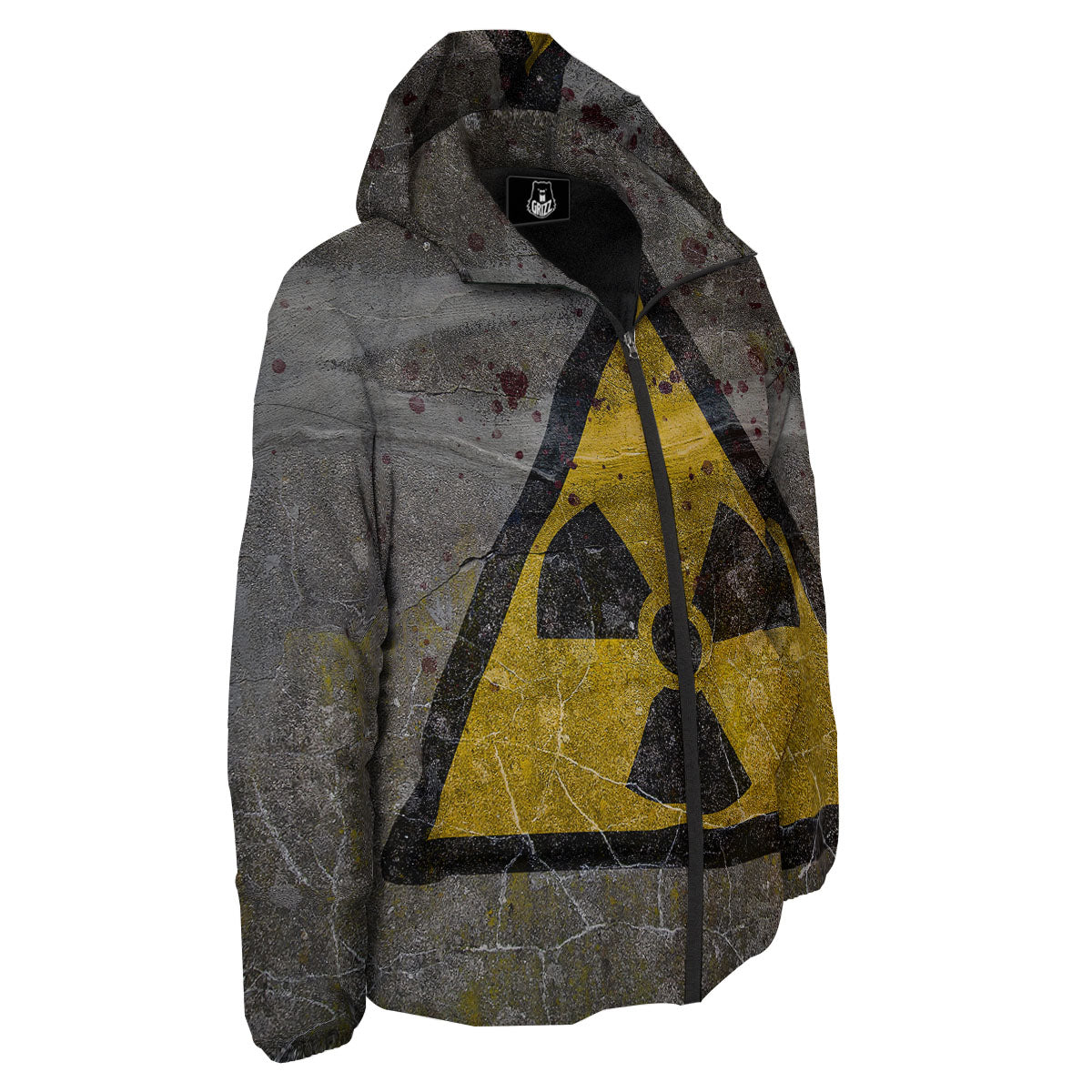 Warning Nuclear Symbol Print Down Jacket-grizzshop