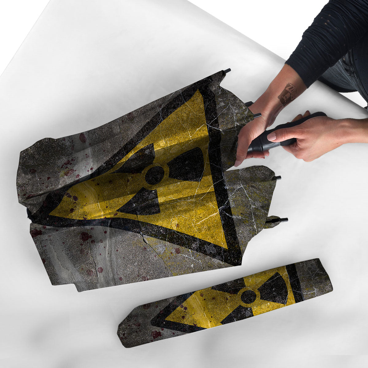 Warning Nuclear Symbol Print Umbrella-grizzshop