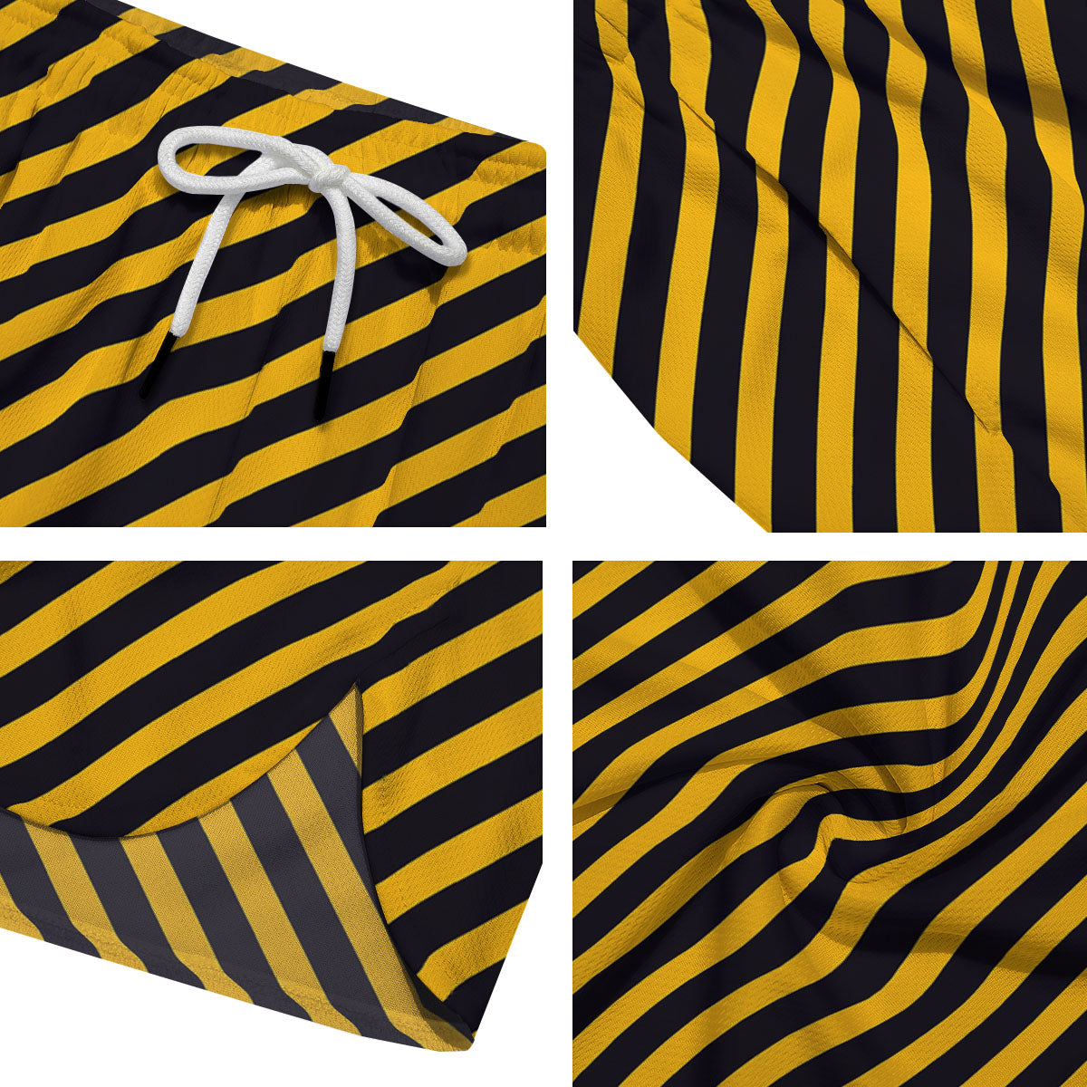 Warning Striped Yellow And Black Print Men's Running Shorts-grizzshop