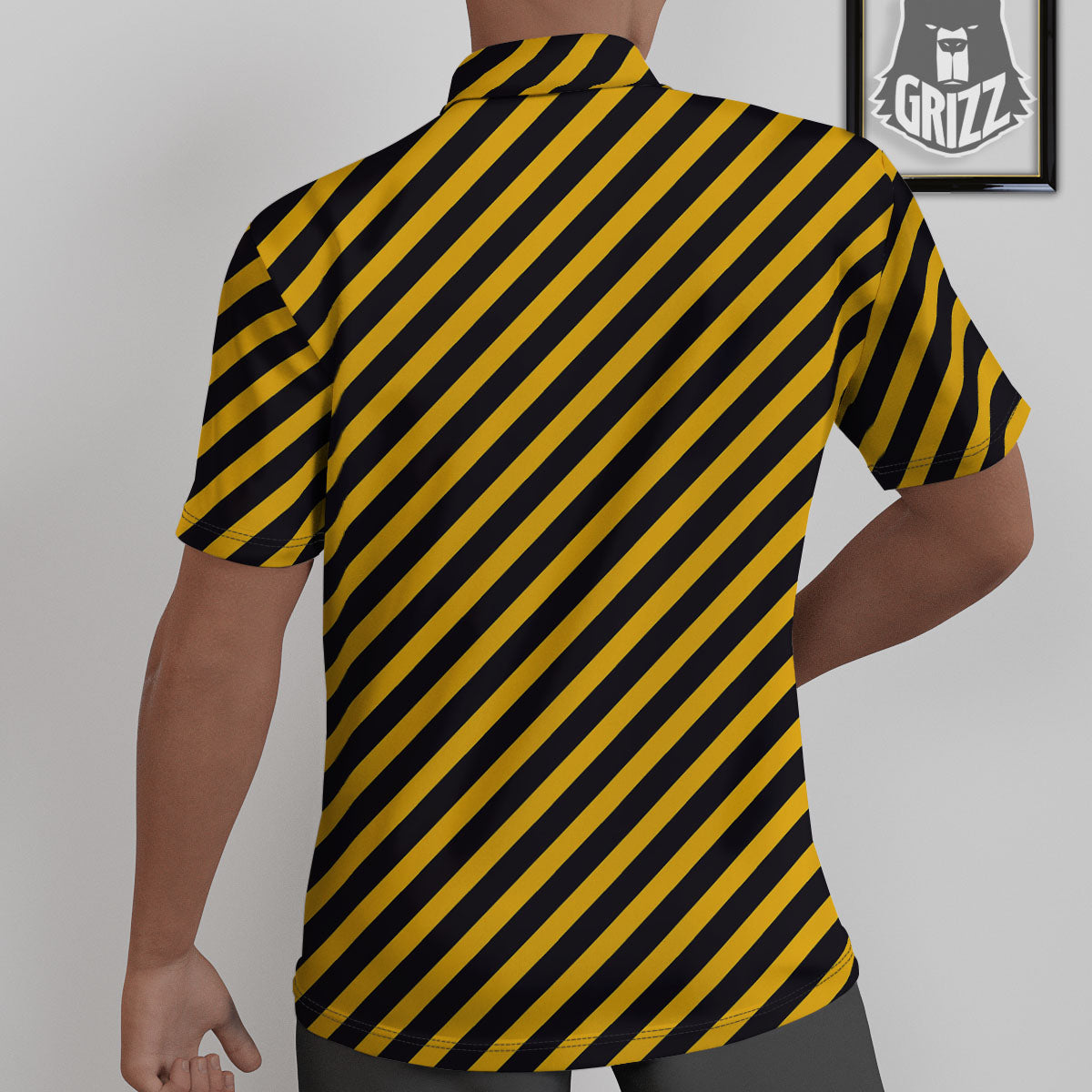 Warning Striped Yellow And Black Print Untucked Shirts-grizzshop