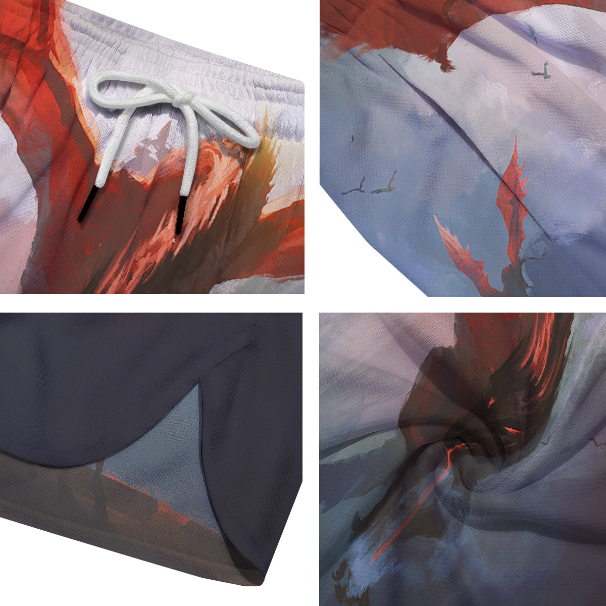 Warrior And Red Dragon Print Men's Running Shorts-grizzshop