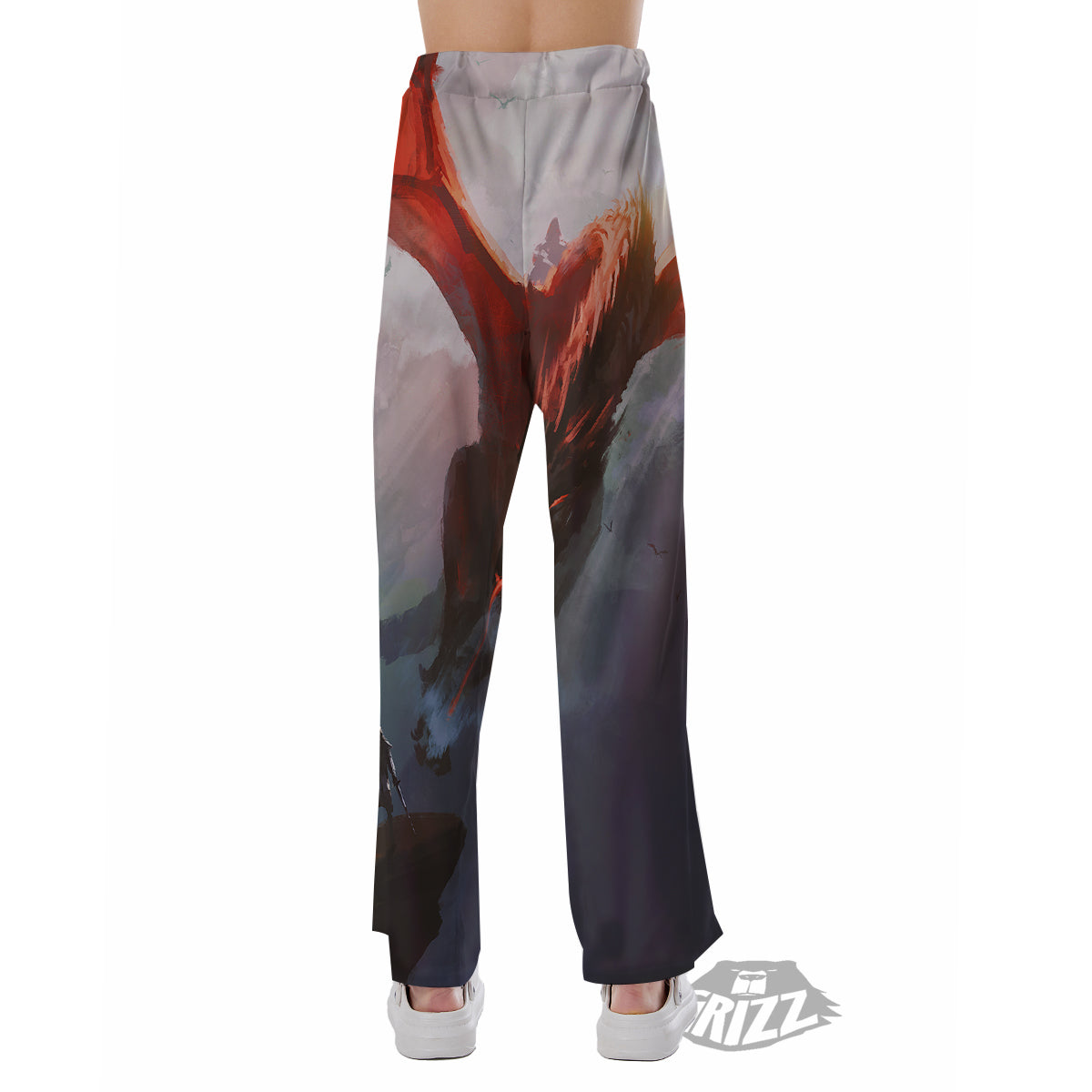 Warrior And Red Dragon Print Pajama Pants-grizzshop