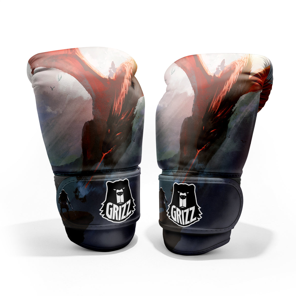 Warrior And Red Dragon Print Pro Boxing Glove