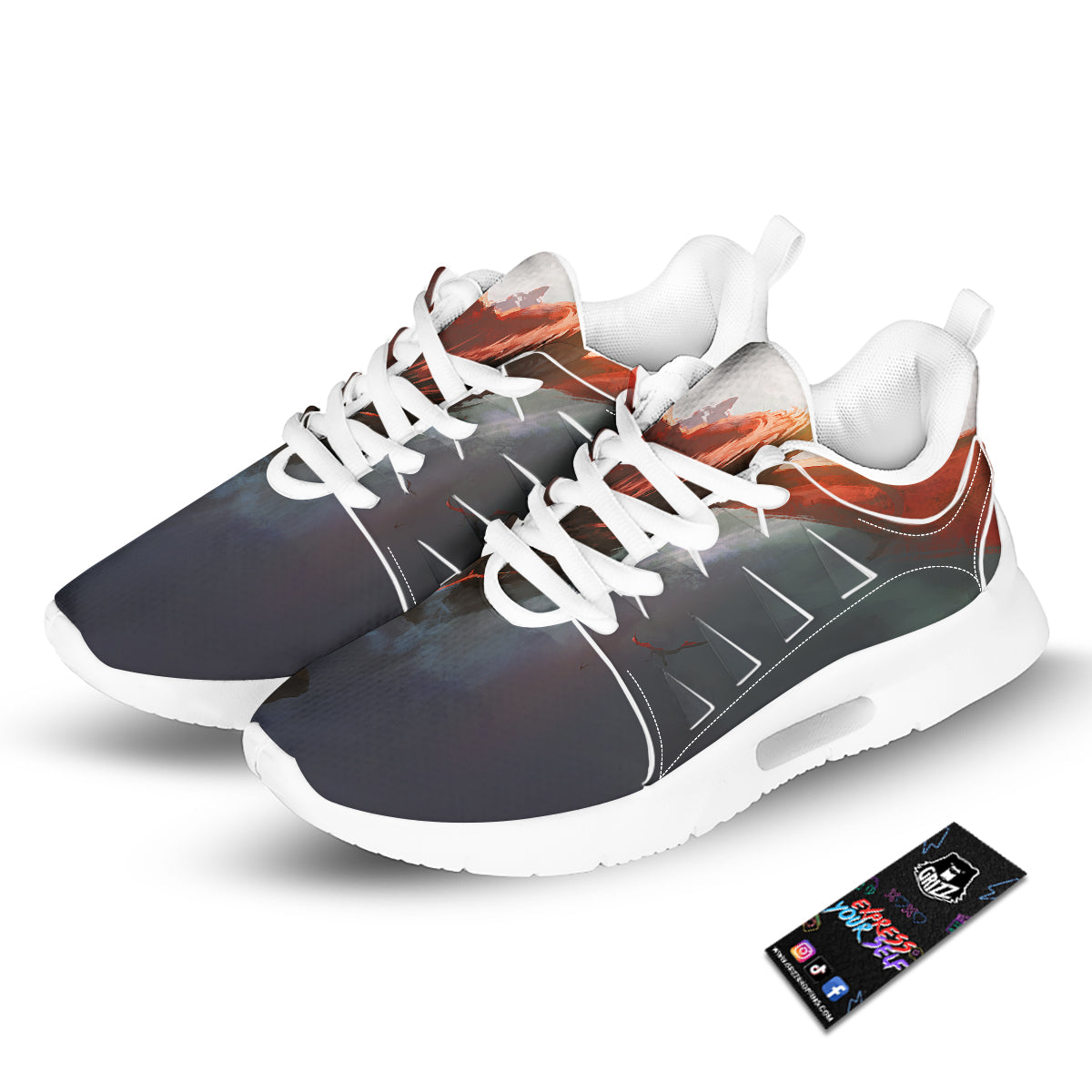 Warrior And Red Dragon Print Tennis Shoes-grizzshop