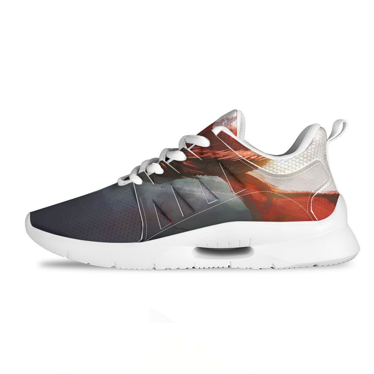 Warrior And Red Dragon Print Tennis Shoes-grizzshop