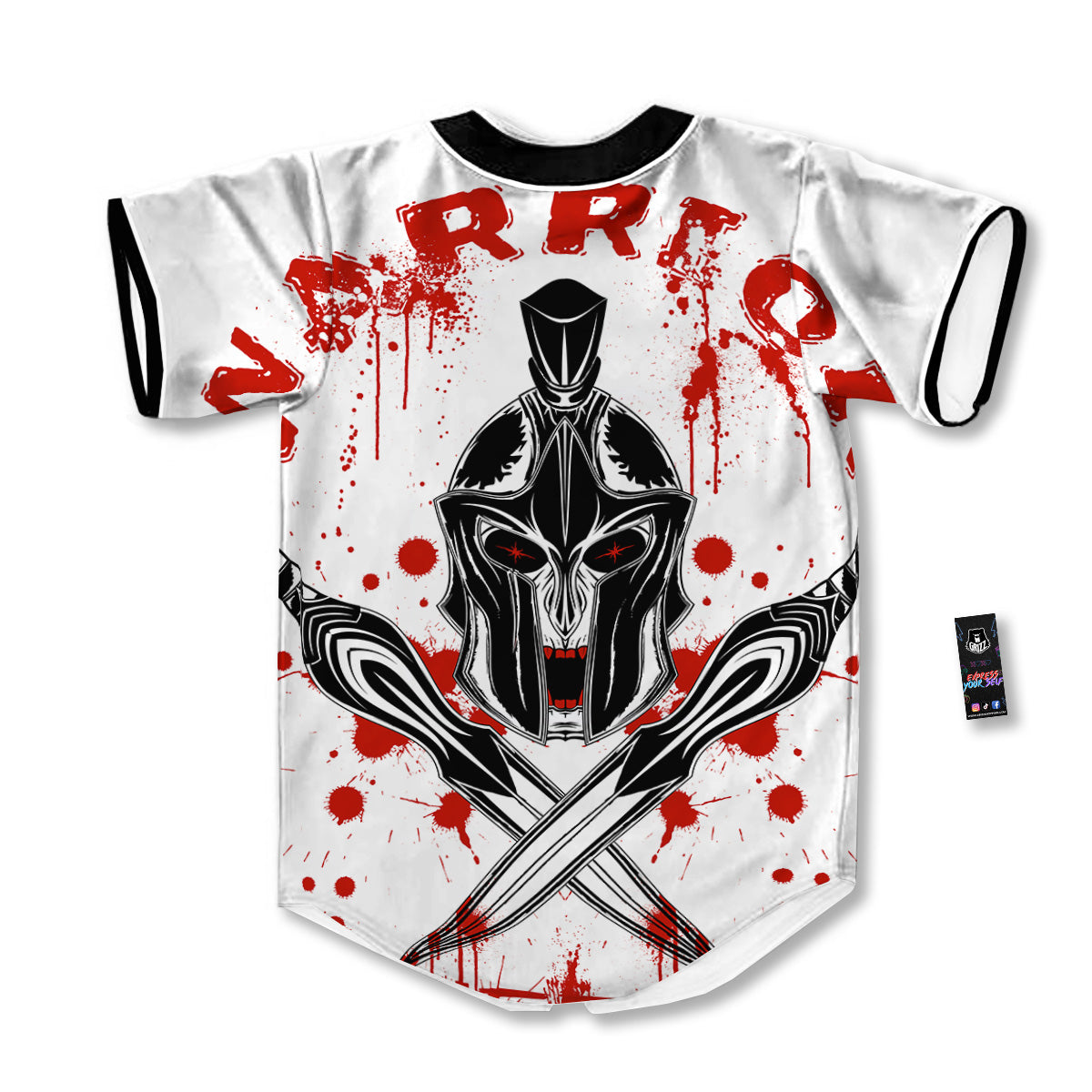 Warrior Bloody Spartan Print Baseball Jersey-grizzshop