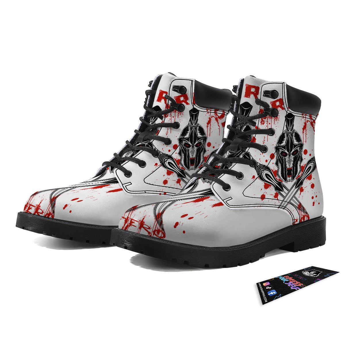 Warrior Bloody Spartan Print Boots-grizzshop