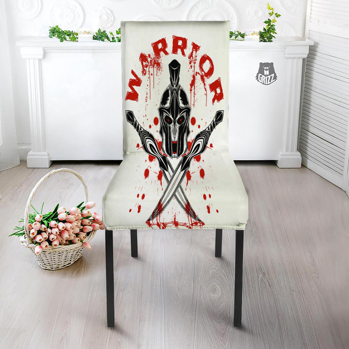 Warrior Bloody Spartan Print Dining Chair Slipcover-grizzshop