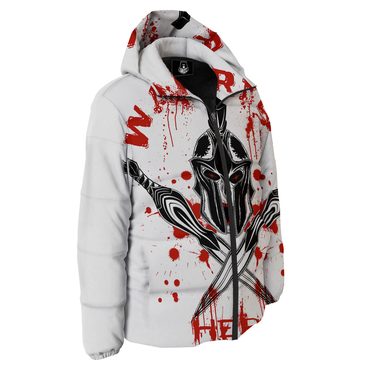 Warrior Bloody Spartan Print Down Jacket-grizzshop