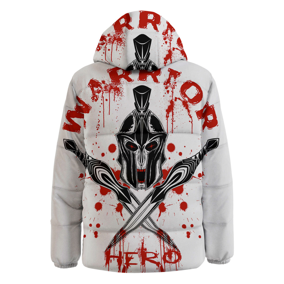 Warrior Bloody Spartan Print Down Jacket-grizzshop