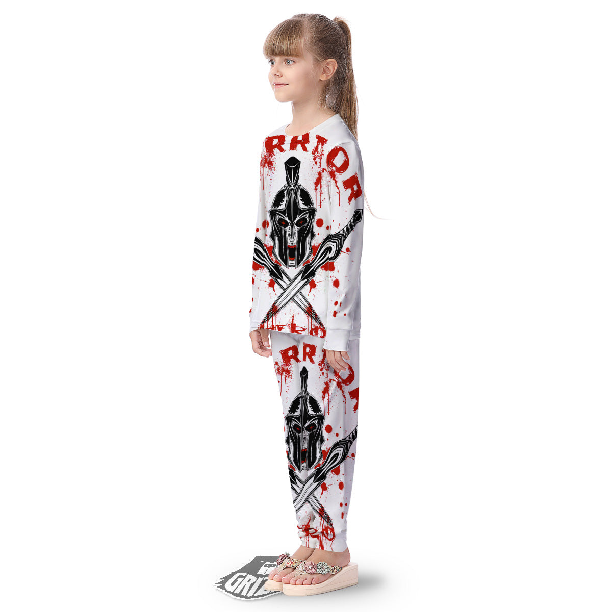 Warrior Bloody Spartan Print Kid's Pajamas-grizzshop