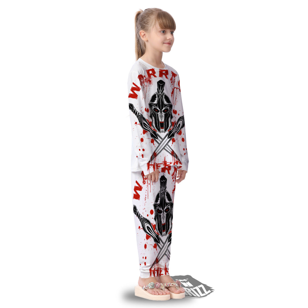Warrior Bloody Spartan Print Kid's Pajamas-grizzshop
