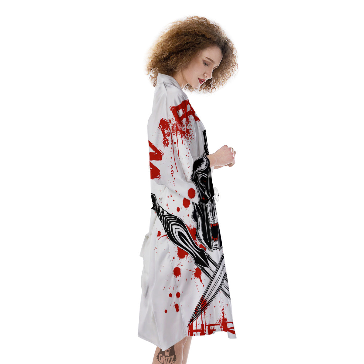 Warrior Bloody Spartan Print Kimono-grizzshop