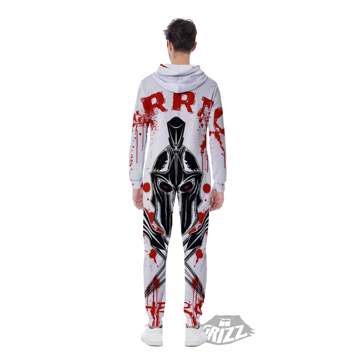 Warrior Bloody Spartan Print Men's Jumpsuit-grizzshop