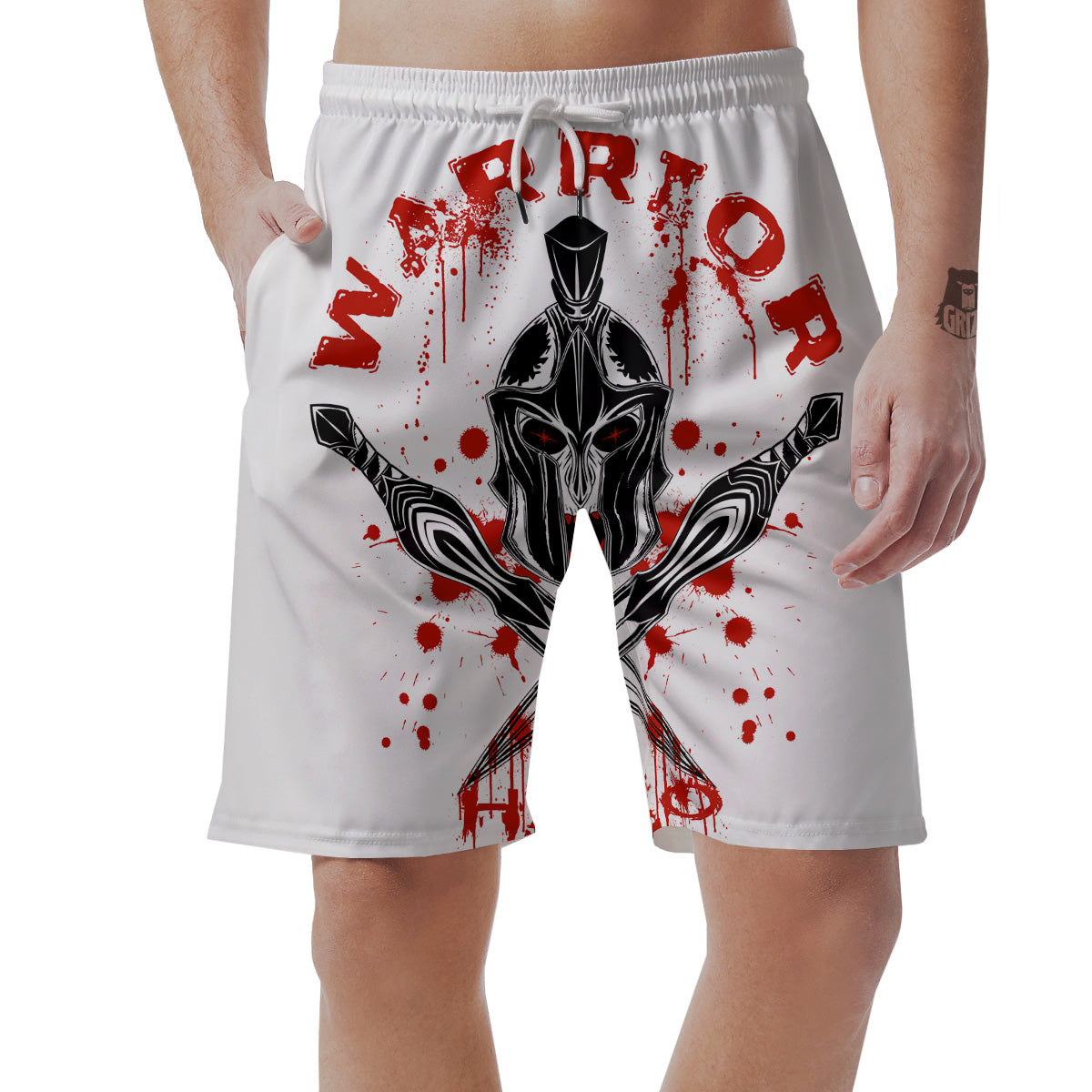 Warrior Bloody Spartan Print Men's Shorts-grizzshop