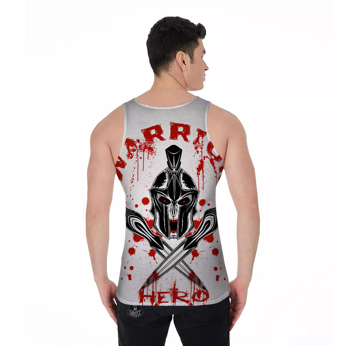 Warrior Bloody Spartan Print Men's Tank Top-grizzshop