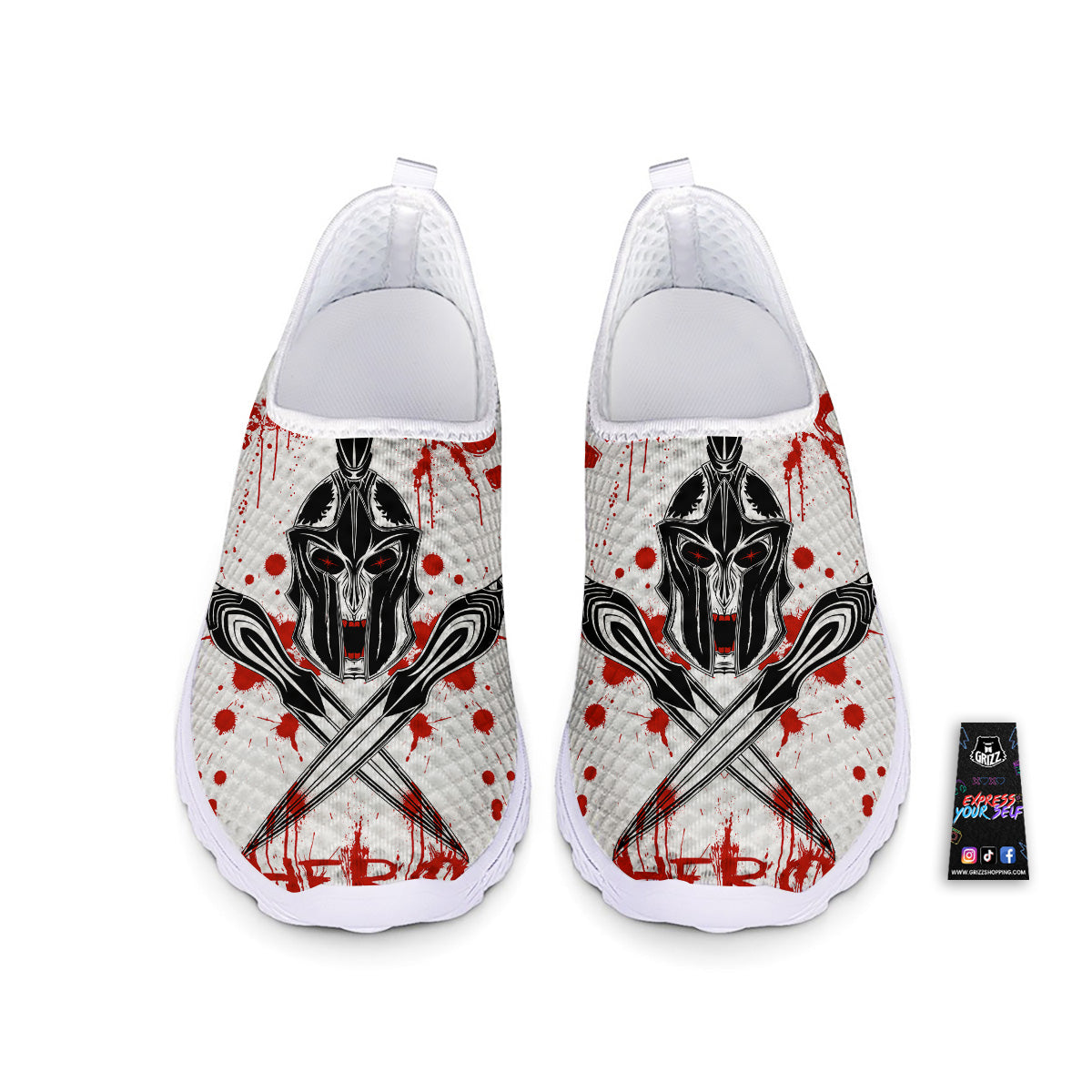 Warrior Bloody Spartan Print Nurse Shoes-grizzshop