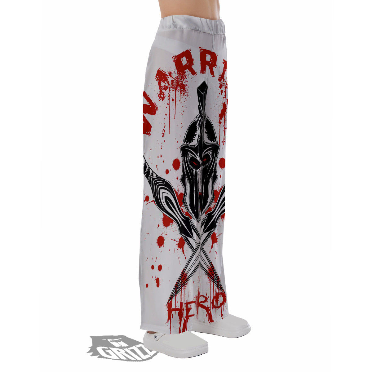 Warrior Bloody Spartan Print Pajama Pants-grizzshop