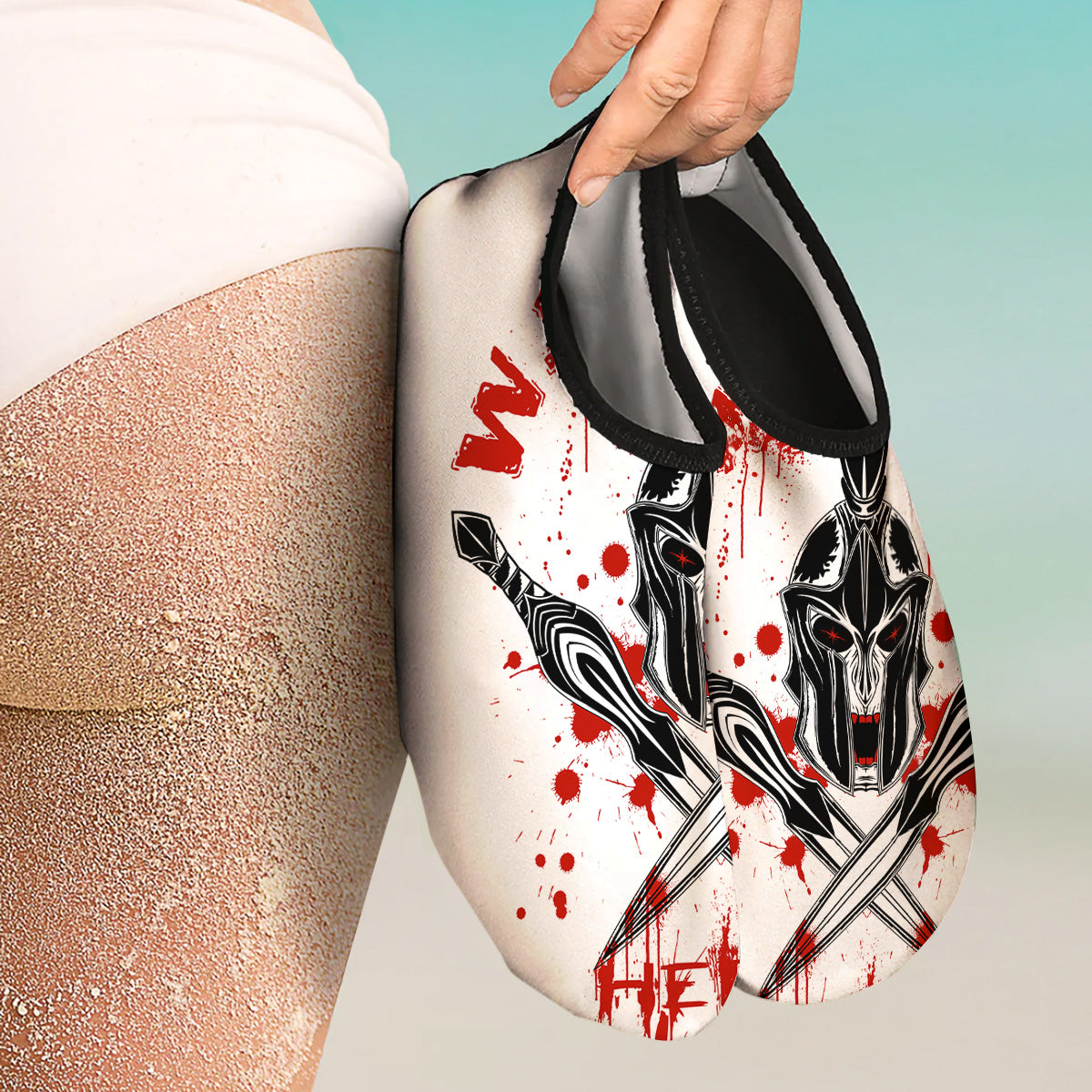 Warrior Bloody Spartan Print Water Shoes-grizzshop
