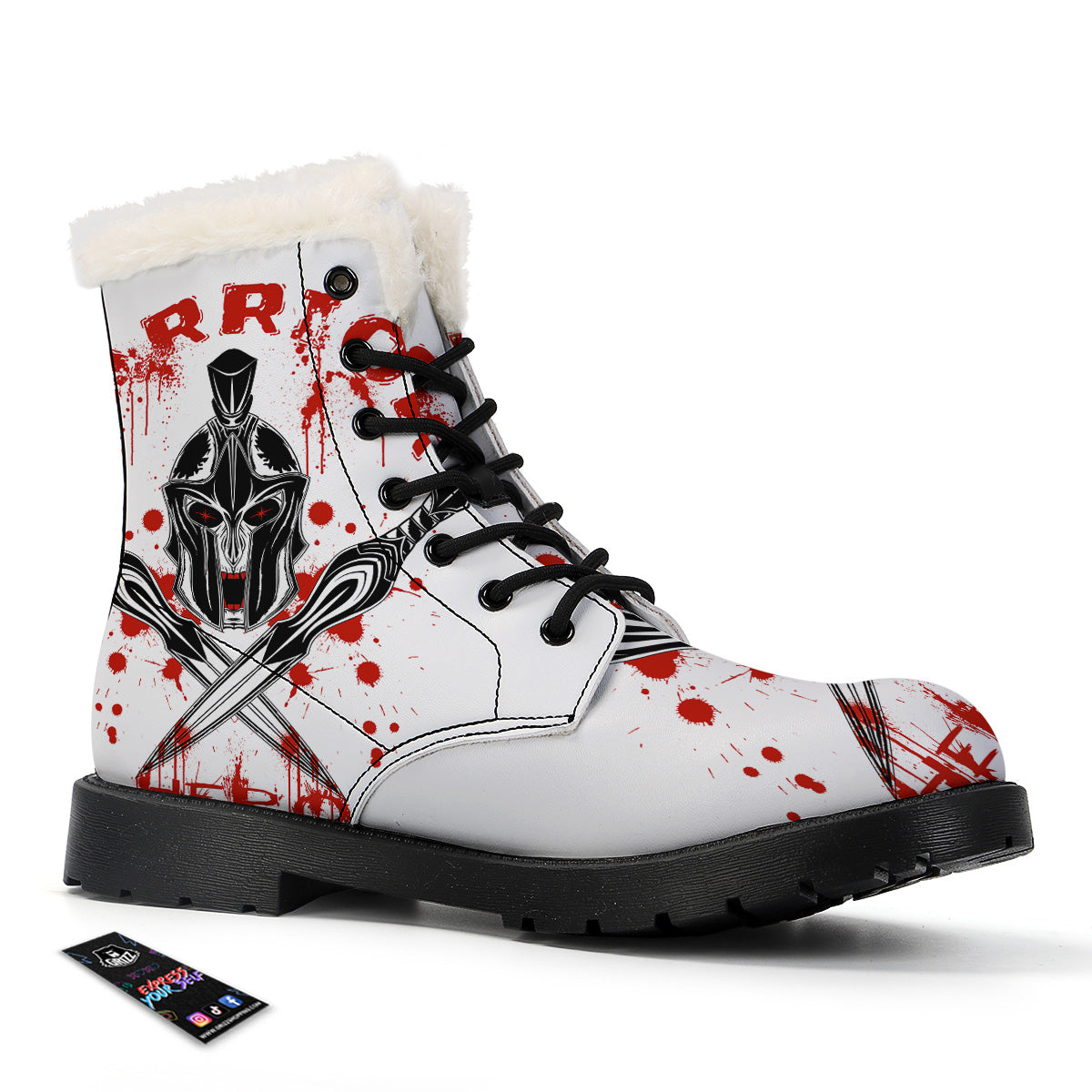 Warrior Bloody Spartan Print Winter Boots-grizzshop