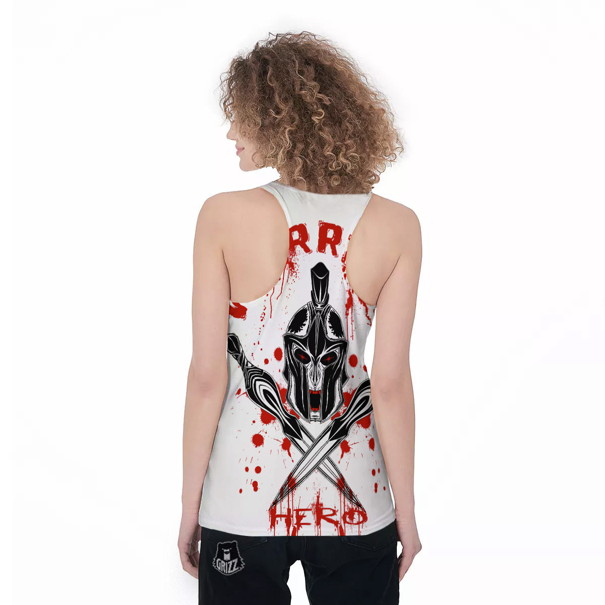 Warrior Bloody Spartan Print Women's Racerback Tank Top-grizzshop