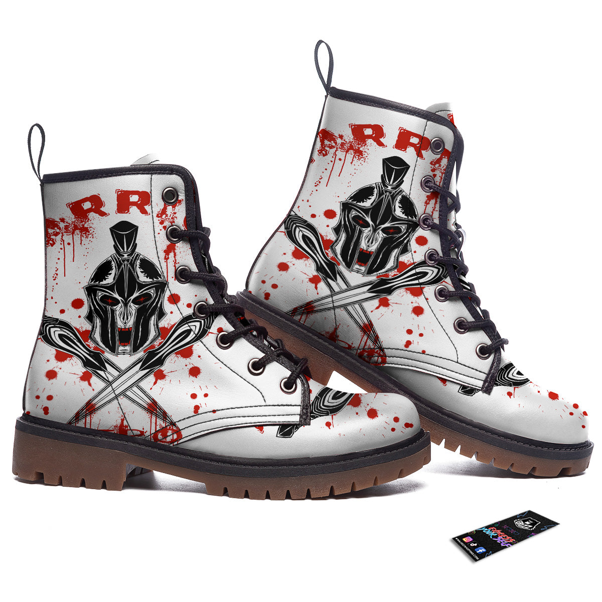 Warrior Bloody Spartan Print Work Boots-grizzshop