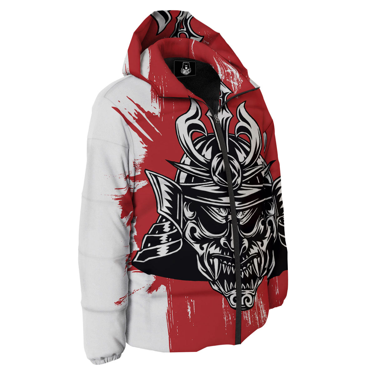Warrior Japanese Samurai Print Down Jacket-grizzshop